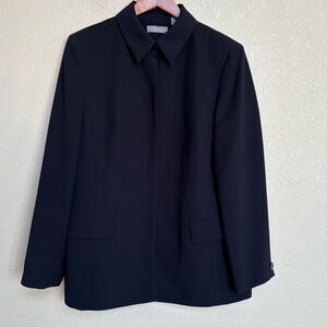 Kate Hill Women’s Navy Pinstripe Blazer Size 14 Button Cuff Workwear Jacket